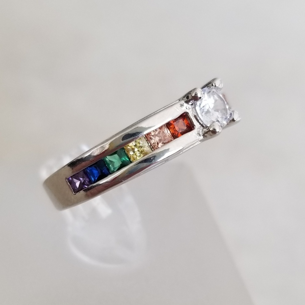Bezel Set Rainbow Ring - Picture 5 of 9